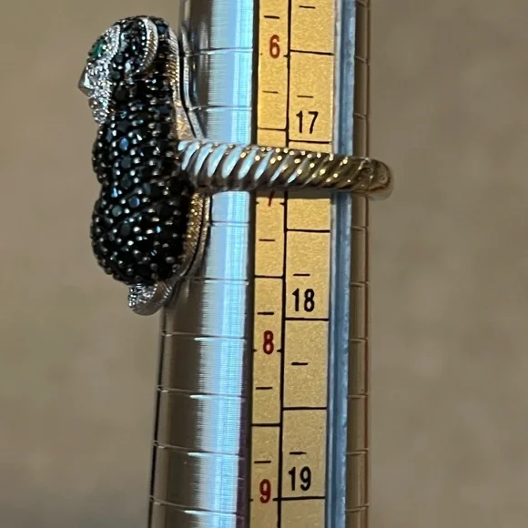 Sterling Silver Black Spinel Monkey Ring Size 7